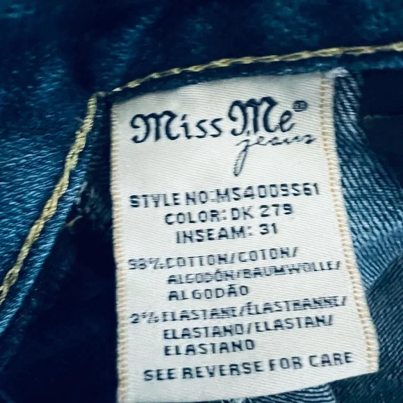 Miss Me Jeans Women’s 30 X 31 Blue Skinny Mid Rise Stretch Denim Rocker - Picture 6 of 10